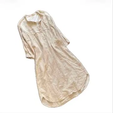 무인양품 린넨 셔츠 원피스 베이지 M 린넨 100% 긴팔 루즈핏 봄/여름