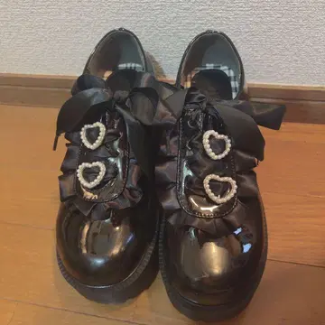 양산형 로퍼 통굽 블랙 리본 지뢰계