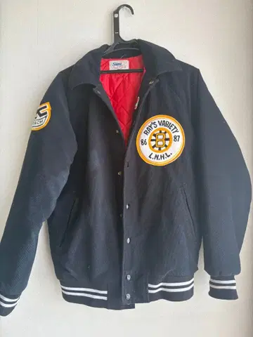 OSHAWA 자수 로고 바시티 자켓 네이비