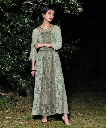 레이스 원피스 LL 포멀 드레스 카키 그레이지 결혼식 고급