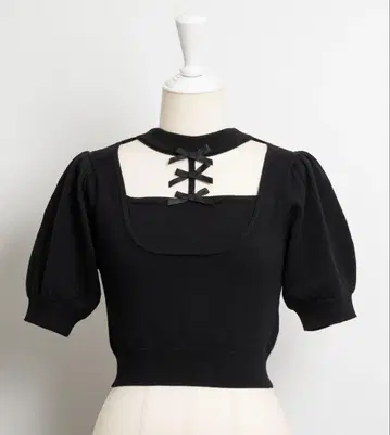 pium 암워머 포함 초커 리본 니트