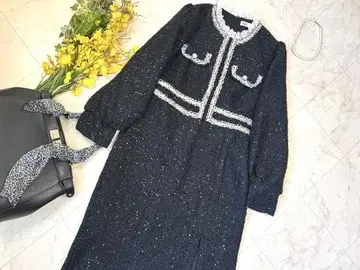 ZARA 자라 트위드 원피스 펄 버튼 포켓 장식 롱