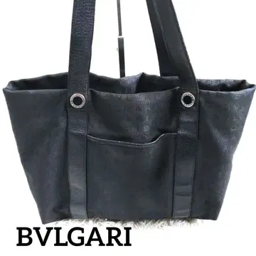 BVLGARI 로고 매니아 캔버스 가죽 블랙 토트백 새상품급