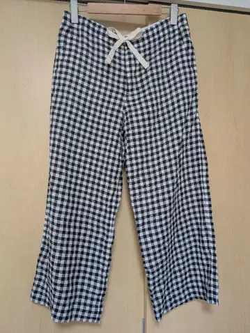 새상품급 BEAMS BOY 린넨 100% 깅엄 체크 이지 팬츠