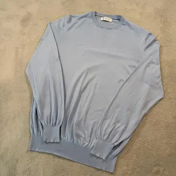 브루넬로쿠치넬리 얇은 소재 코튼 긴팔 니트 스카이블루