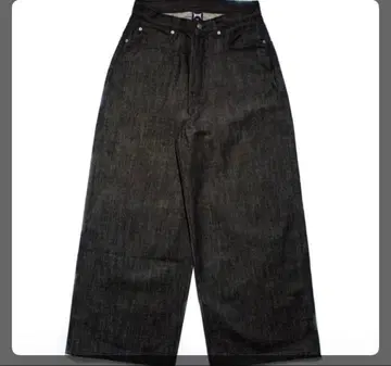 NOREMID WIDE RIGID DENIM PANTS-BLACK