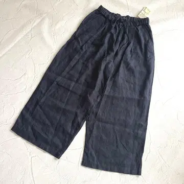미사용 새상품 무인양품 린넨 와이드 팬츠 마 네이비 M