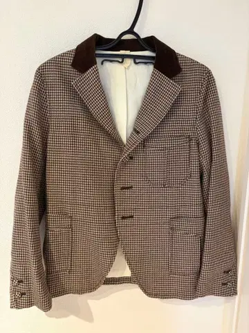 BEAMS BOY 브라운 체크 테일러드 자켓