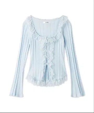 snidel Sustainable 프릴 니트 풀오버 스카이블루