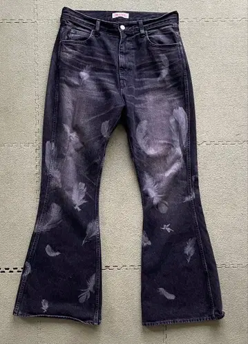 MASU 플레어 데님 다크 그레이 깃털 무늬 48