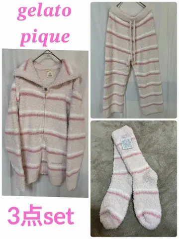 새상품 gelato pique 젤라피케 핑크 보더 룸웨어 양말