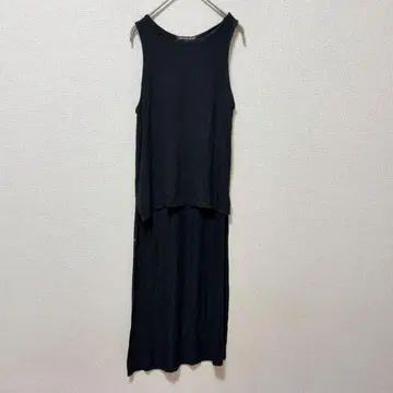 아메리칸 드림 롱 원피스 슬리브리스 XS 블랙 실크 혼방 레이어드