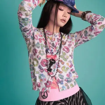 이구사 글리터 레오파드 가디건