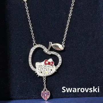 미사용 Swarovski 목걸이 키티 SANRIO 사과 Kitty