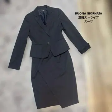 봄/여름용 보나조르나타 스커트 수트 다크 네이비 스트라이프