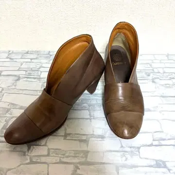 chausser 브라운 가죽 부티 22.5cm 쇼세 앵클부츠