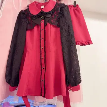 시크릿 허니 레이스 볼레로풍 둥근 카라 셋업