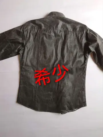 ITALY EZ BY ZEGNA 다크 그레이 긴팔 셔츠 가죽 느낌 마감