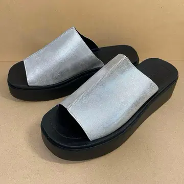 LEPSIM 제로카루 통굽 샌들 블랙 x 실버 L 사이즈