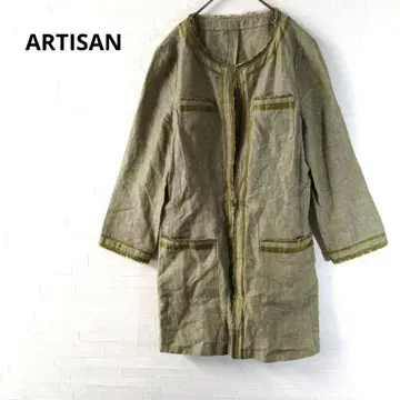 아티산 린넨 100% 얇은 소재 자켓 그린 상큼한