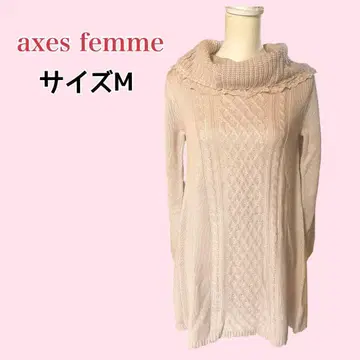 axes femme 케이블 짜임 레이스 오프 터틀 니트 Coquette