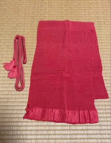 순수 실크 오비 장식 천 허리띠 세트 빨간색 초목 염색