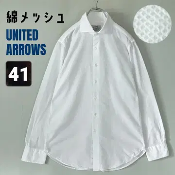 유나이티드 애로우즈 코튼 메쉬/통기 스프레드 와이드 칼라 셔츠 41