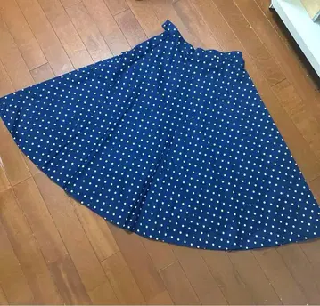 빈티지 네이비 도트 플레어 스커트 50s 60s 70s 도트