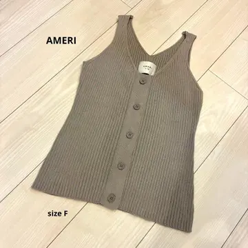 AMERI [ F ] 니트 슬리브리스 버튼 봄/여름/가을 레이어드 면린넨