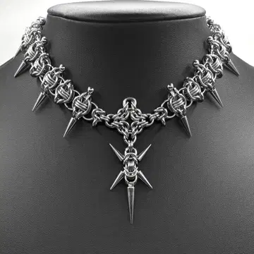 [체인메일] 스파이크 목걸이 고스 그런지