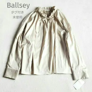 택 포함 미사용 Ballsey 하이카운트 새틴 넥 프릴 블라우스 36