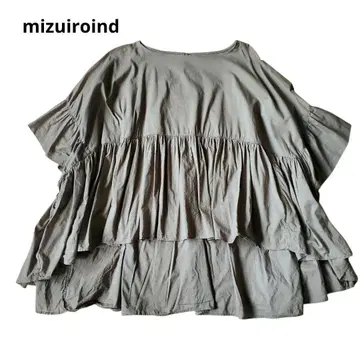 mizuiroind 코튼 와이드 개더 블라우스 풀오버