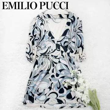 EMILIO PUCCI V넥 티셔츠 파스텔 컬러 올 패턴 이탈리아제