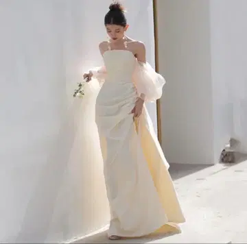 웨딩 드레스 신부 2차 모임 드레스 머메이드 촬영용 화이트