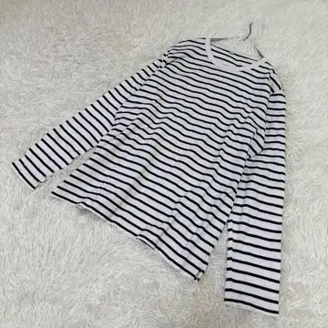 유니클로 보더 긴팔 티셔츠 롱티 남성용 XL 빅사이즈 화이트