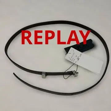 택 포함 미사용 REPLAY (리플레이) 가죽 벨트 브라운
