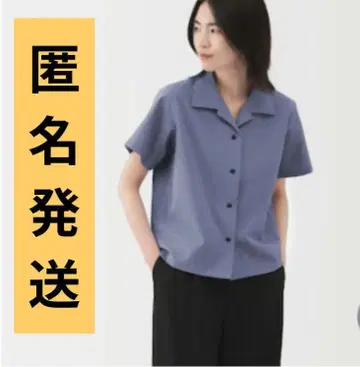 여성 통기성 스트레치 사커 오픈 카라 반팔 셔츠 | 무인양품