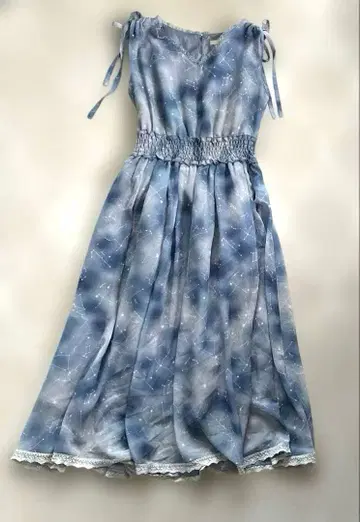 axes femme 별 별자리 패턴 슬리브리스 원피스 M 스카이블루