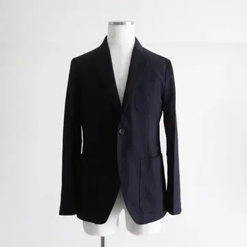MARGARET HOWELL 울 린넨 2B 테일러드 자켓 네이비