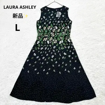 새상품 로라 애슐리 A라인 롱 원피스 슬리브리스 꽃무늬 도트