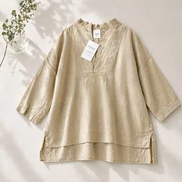 택 포함 새상품* 베리떼꾸르 린넨 100% 스키퍼 셔츠 드롭 숄더