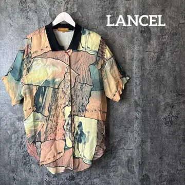653 Lancel 란셀 레이온 셔츠 올 패턴 어깨 패드 오버
