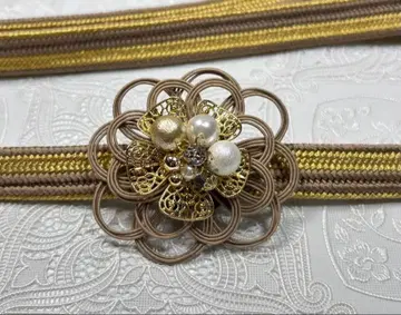 b-042 순수 실크 허리띠 평조 후리소데 성인식 미즈히키 장식 펄 장식