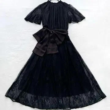 로즈버드 레이스 원피스 블랙 리본 포함 롱 결혼식