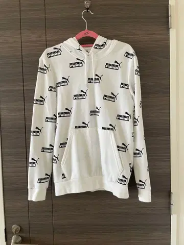 새상품 PUMA 퓨마 로고 화이트 후드티 시그니처