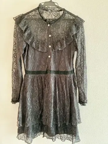 ZARA 자라 레이스 드레스 원피스 긴팔 프릴 시어 결혼식 S