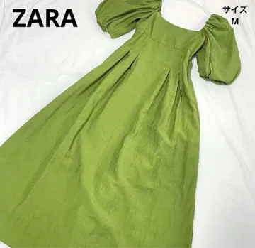 ZARA 올리브 그린 퍼프 슬리브 롱 원피스