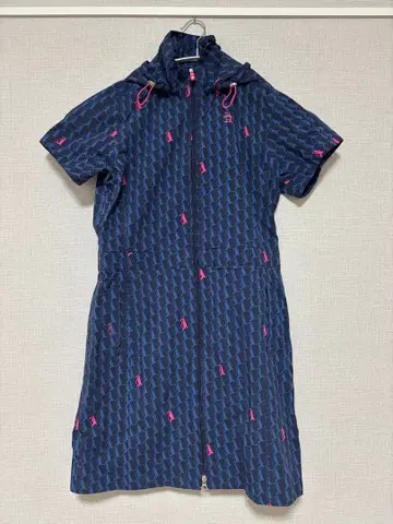 [Munsingwear] 펭귄 패턴 원피스형 반팔 우비 후드 탈부착 가능