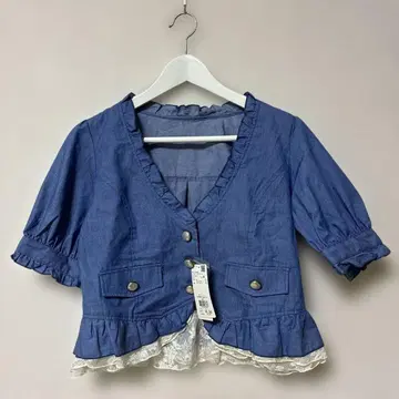 [미사용품] axes femme 퍼프 슬리브 자켓 워시 M