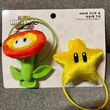 USJ 마리오 스타 파이어 플라워 헤어 클립 & 헤어 포니